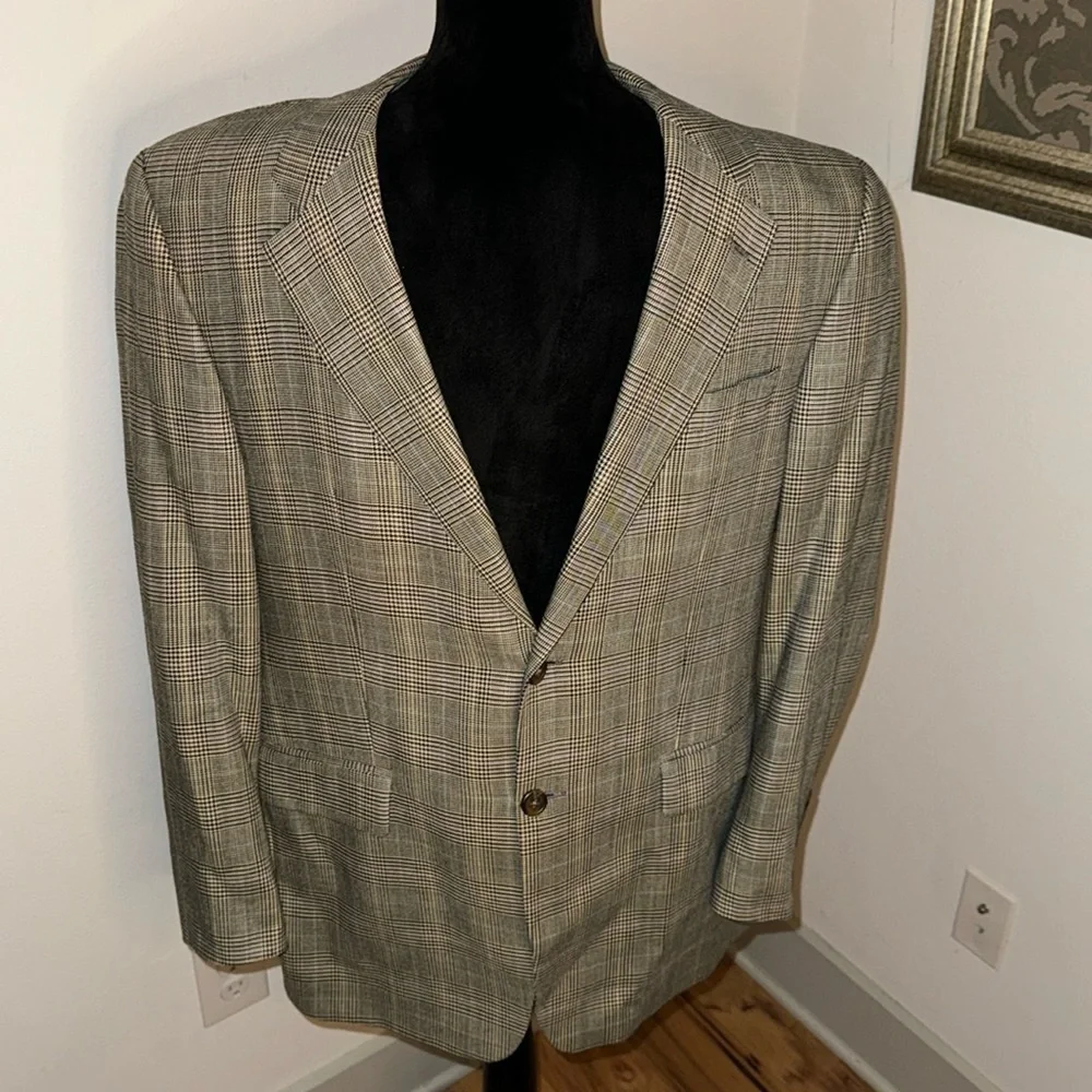 LAUREN Ralph Lauren plaid tan brown sport’s coat single‎ breasted blazer Sz 40R